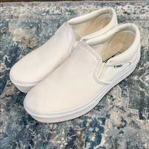 Vans Classic White Canvas Slip-Ons